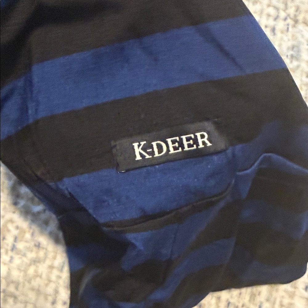 K-DEER Navy and Black Striped Leggings